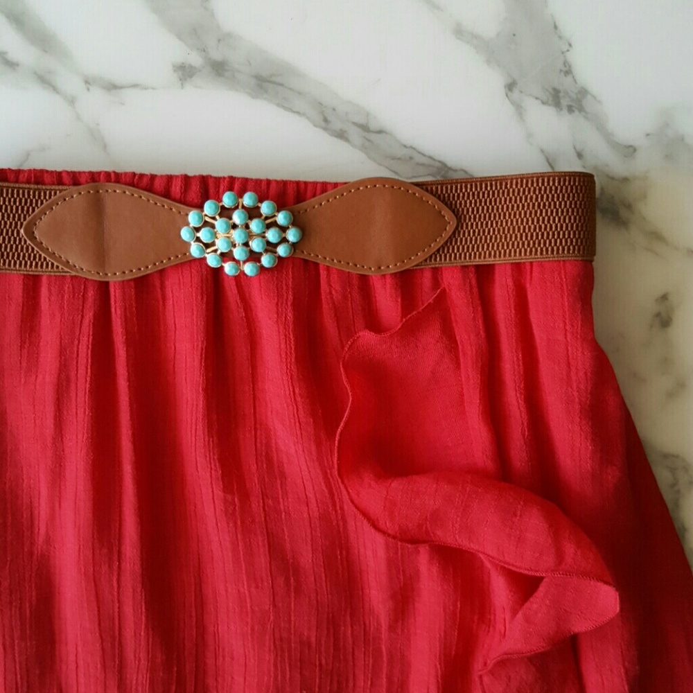 BCX Red High Low Skirt